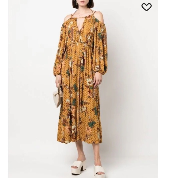 Ulla Johnson Yellow Noemi Halterneck Midi Dress - Picture 4 of 16